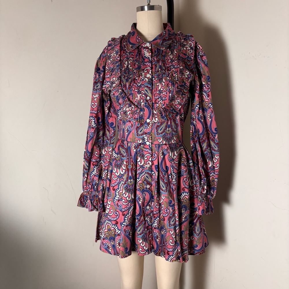 Love the Label Pink and Purple Paisley Long Sleeve Mini Dress